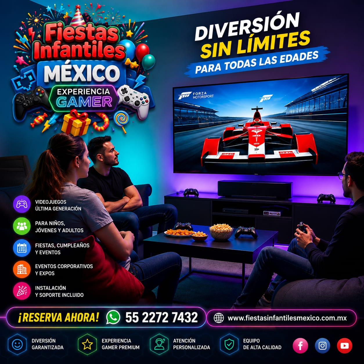 Experiencia gamer de Fiestas Infantiles México