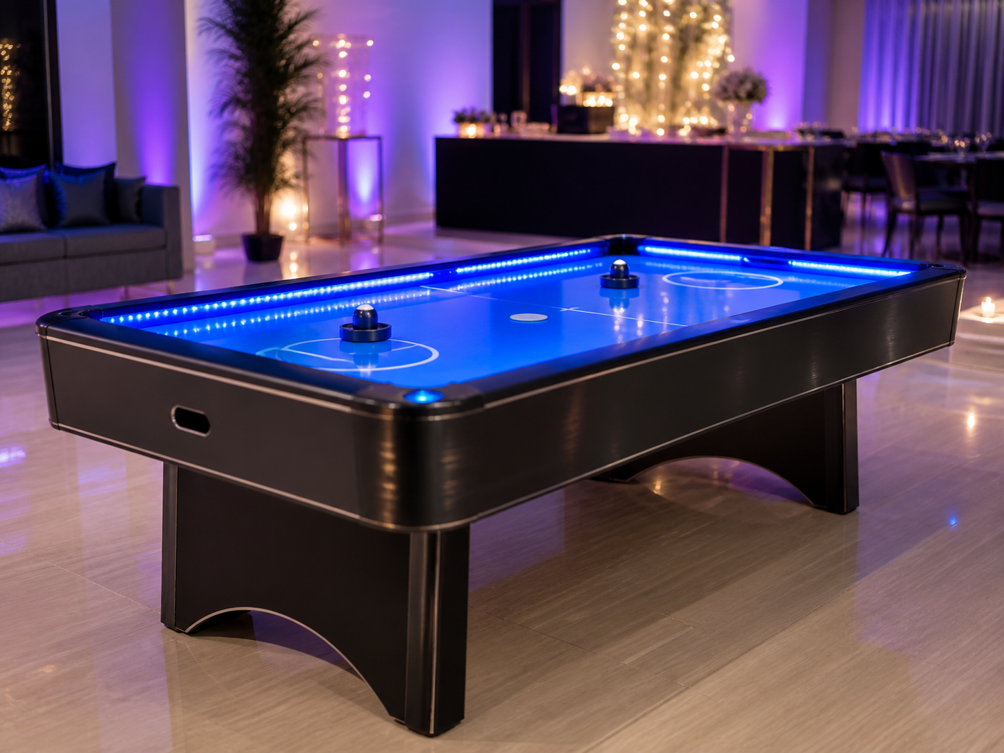 Mesa profesional de air hockey iluminada