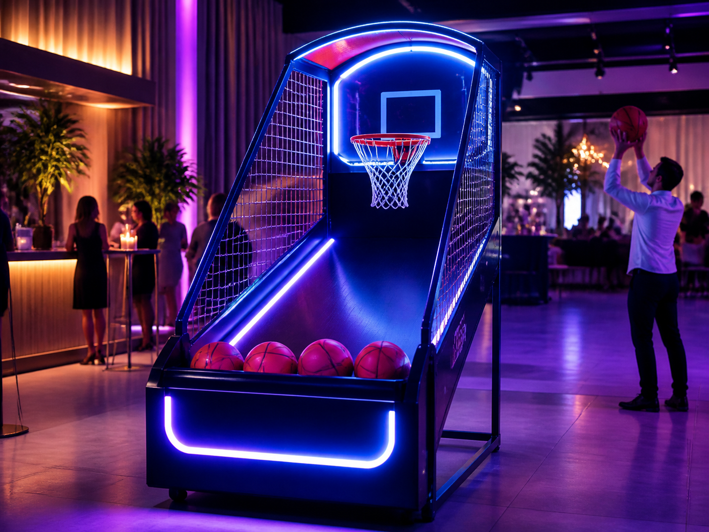 Canasta de básquet interactiva para eventos